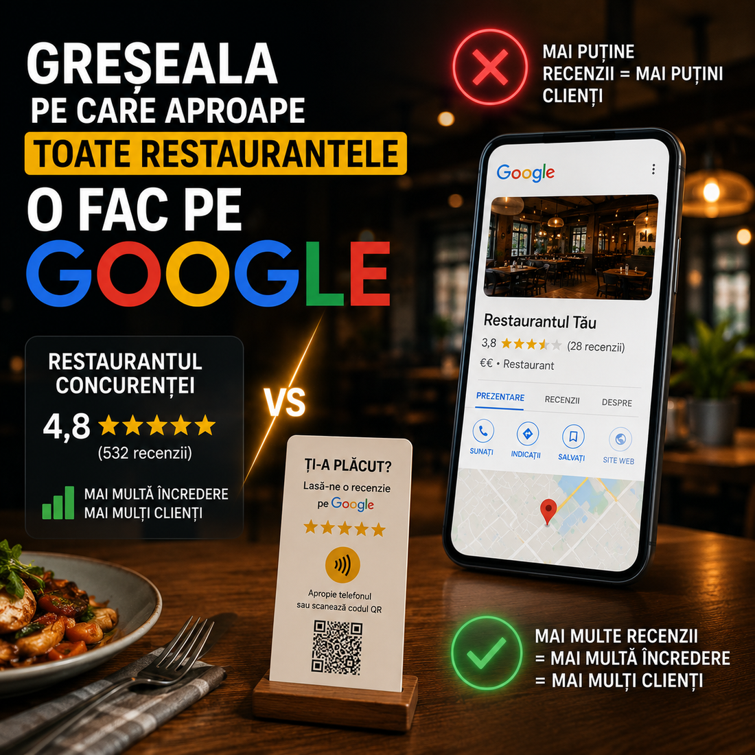 Recenzii Google restaurant: Greșeala care îți costă clienți
